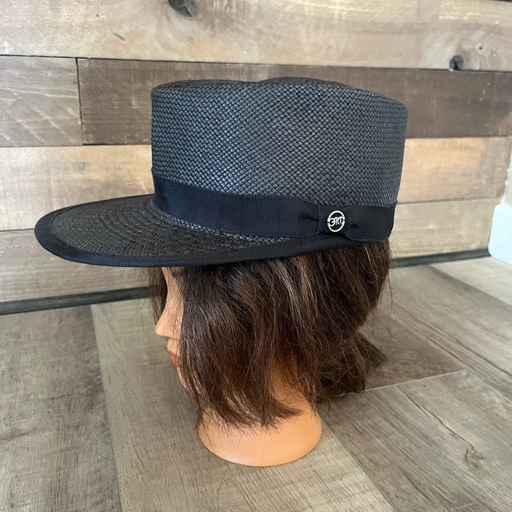 Celebrity designer Gladys Tamez black straw baseball hat steampunk style